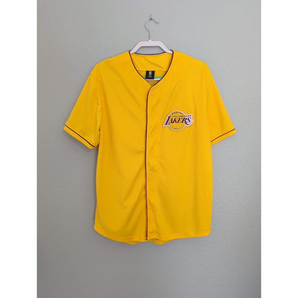 Ultra Game NBA Los Angeles Lakers Baseball Style Basketball Jersey Mens Large